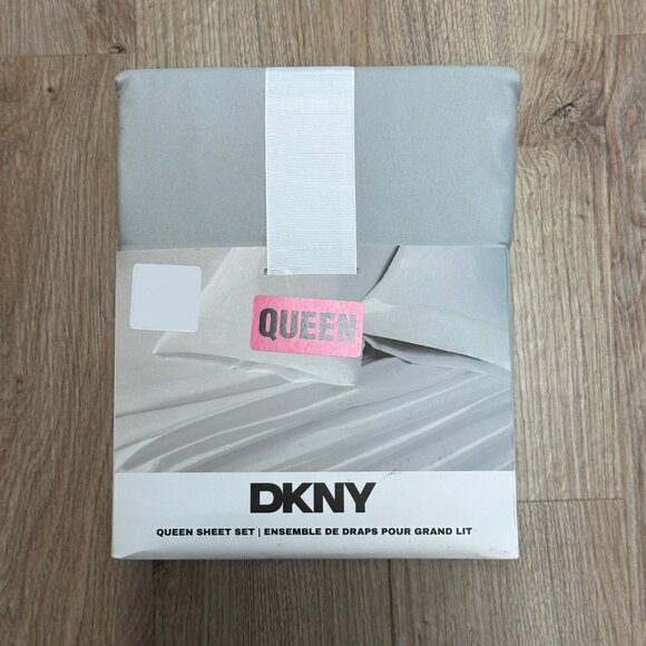 4 Pc. DKNY Queen Gray Grey Sheets Sheet Set 1 Fitted, 1 Flat, 2 Pillowcases - Picture 1 of 5